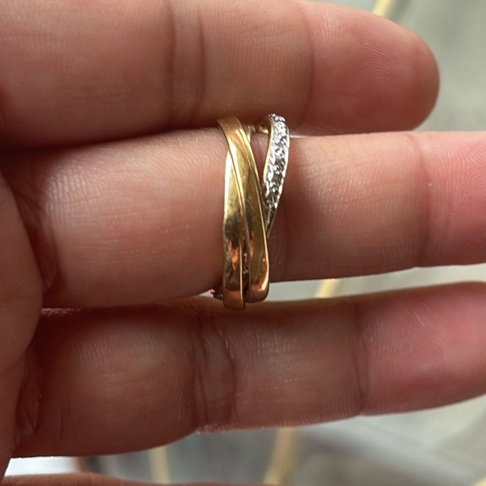 Sterling Silver Interlocking Ring, Size 7.75 - image 1